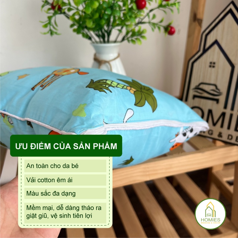 Gối Đầu Cho Bé Đi Học Muji Ép Hơi, Chất Vải Cotton Mềm Mát Thấm Hút Mồ Hôi - Kích Thước 30cm x 50cm