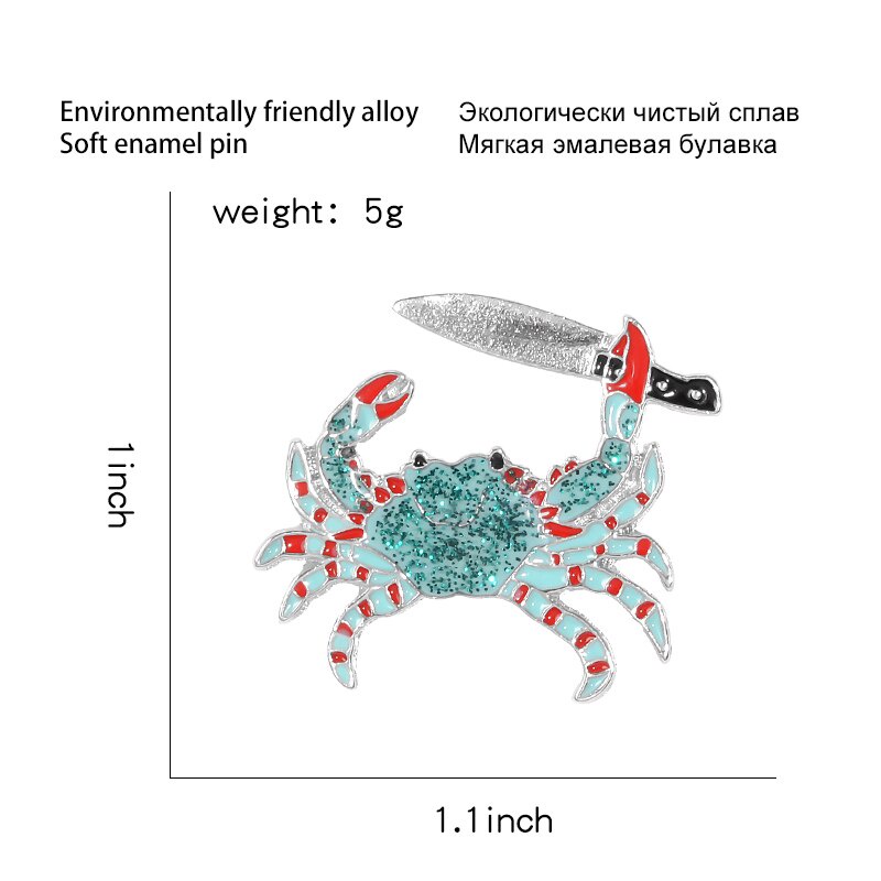 Ghim Cài Áo Kim Loại Tráng Men Hình Cua Hoạt Hình Vui Nhộn Dành Cho Cặp Đôi