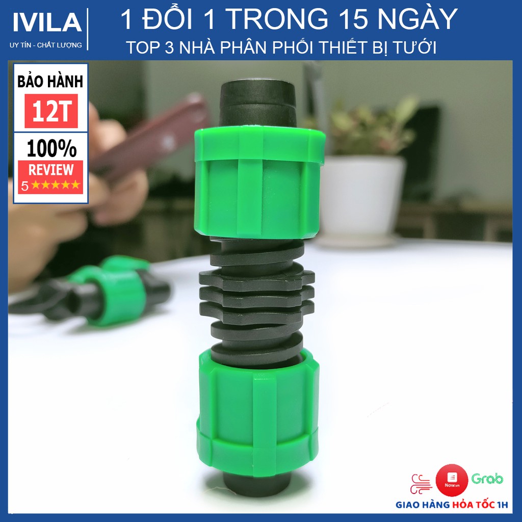 Nối nhỏ giọt vặn ống 16mm - Kết nối dây nhỏ giọt 16mm khớp nối ren vặn - Kết nối chắc chắn chịu áp lực nước cao