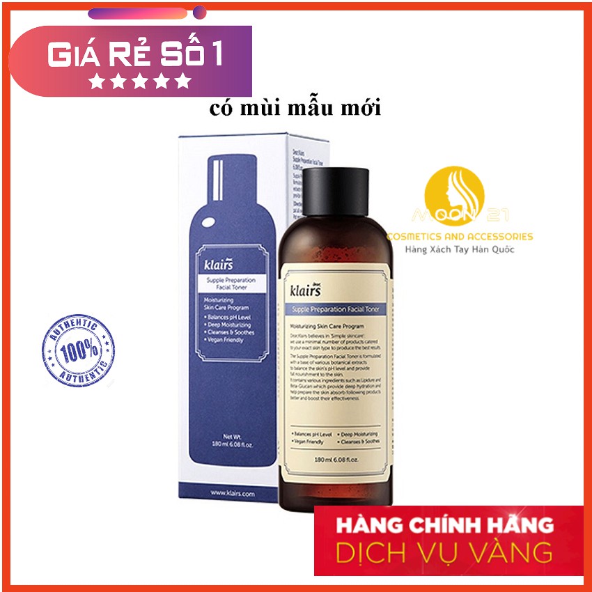 [CHÍNH HÃNG] Nước Hoa Hồng Klairs Supple Preparation Facial Toner 180ml cho Da Nhạy Cảm