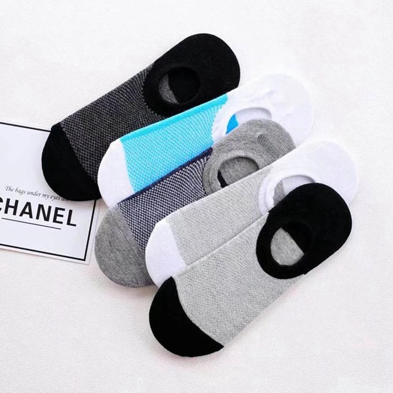 Set 2 Đôi Tất Cotton Cổ Thuyền Chống Trượt Thoáng Khí Cho Nam