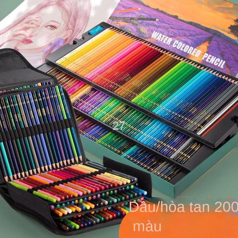 MBút chì màu gốc dầu 200 hòa tan trong nước, màu, bộ phác thảo, cọ vẽ tay đầy đủ cho người mới bắt đầu