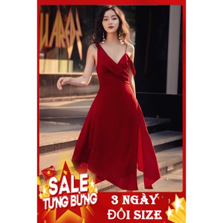 Váy maxi tuyết nhung rớt vai sẻ đùi - váy thiết kế cao cấp alula