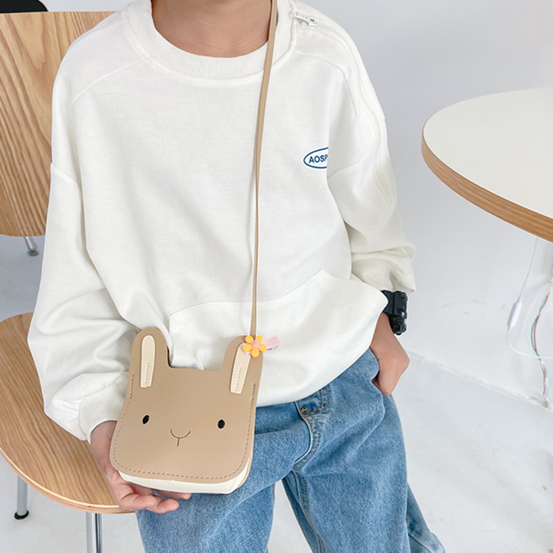 Túi Đeo Chéo Mini Hình Tai Thỏ Dễ Thương Phong Cách Phương Tây Cho Bé