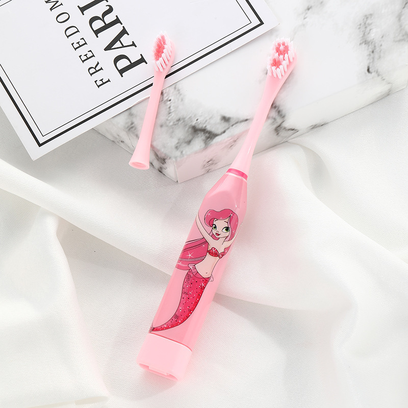 [Hàng mới về] Bàn chải đánh răng bằng điện họa tiết hoạt hình dễ thương cho bé kèm phụ kiện