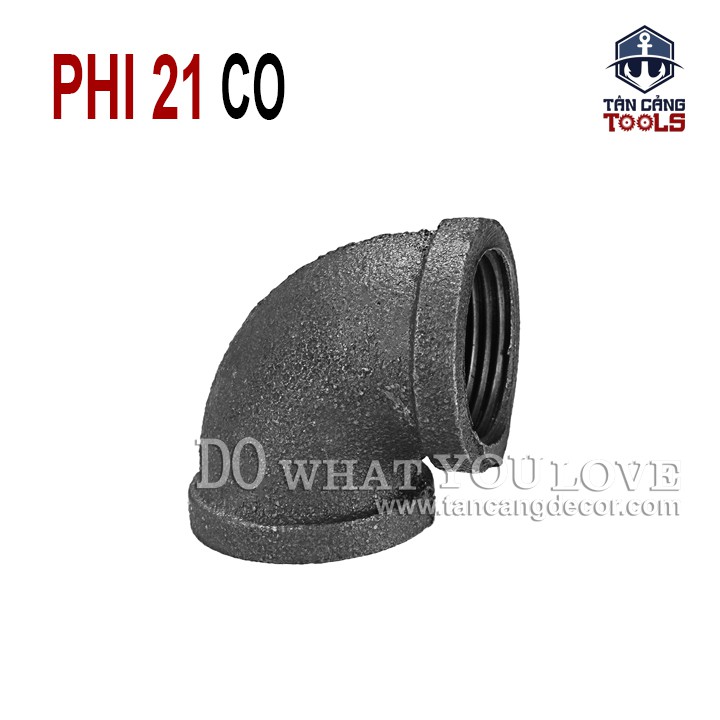 Co Nối Ống Nước 90 Độ Phi 21 - Gang Xám