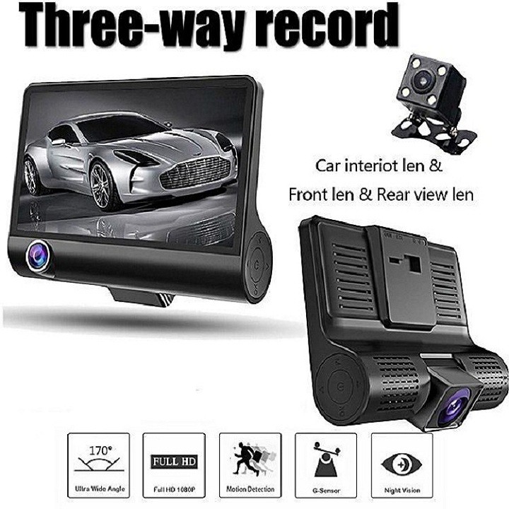 Camera Hành Trình 3 Trong 1 Quan Sát Tổng Thể Xe, Màn Hình 4 Inch Full HD 1080- Trong Ngoài Trước Và Sau | BigBuy360 - bigbuy360.vn