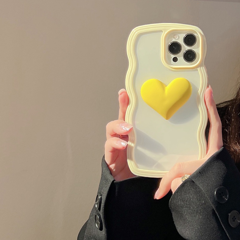 Ốp lưng iphone Ốp Điện Thoại Họa Tiết Trái Tim Ba Chiều Cho Iphone 7p 13 Apple 12pro max 11 Wave Edge xr/Xs Dinuo case-III