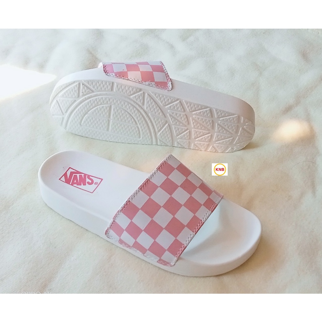 Dép unisex 𝐌𝐋𝐁 𝐕𝐀𝐍𝐒 caro ❤️FREESHIP + Hộp❤️ dép quai ngang thể thao nam nữ caro màu hồng full hộp thẻ, hàng sẵn