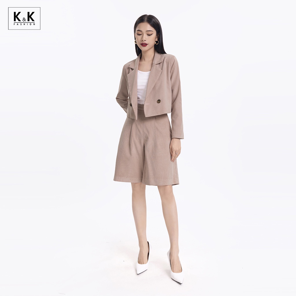 Quần Ngố Nữ Ống Suông Rộng K&amp;K Fashion QCS02-30 Chất Liệu Nhung Tăm