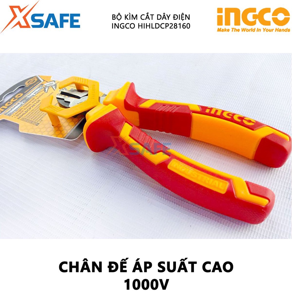 Kìm cắt cách điện INGCO HIHLDCP28160 | kềm cách điện Chiều dài kìm 6&quot; (160mm) Tay cầm cách điện lên đến 1000V cắt, kẹp,