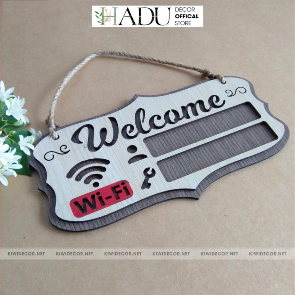 Bảng Tên Wifi Gỗ Decor Vintage, Free Wifi, Bảng Pass Wifi, Ghi Mật Khẩu Wifi, Thông tin wifi - HaduDecor