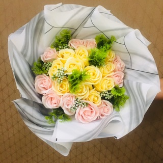 (Mẫu mới nhất) Bó hoa sáp tông hồng mix giống thật 99,9%