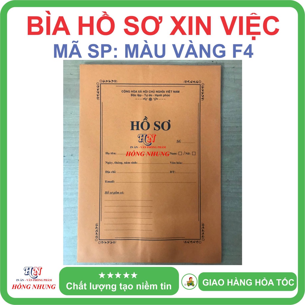 COMBO 100 CÁI BÌA HỒ SƠ XIN VIỆC, KÍCH THƯỚC KHỔ A4/F4