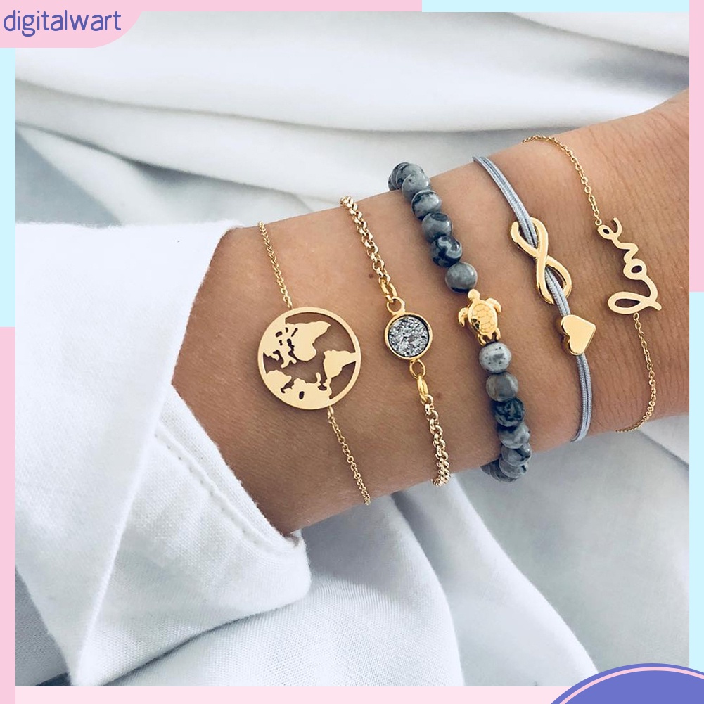 Set 4 / 5 vòng tay chuỗi hạt nhiều lớp thời trang cho nữ