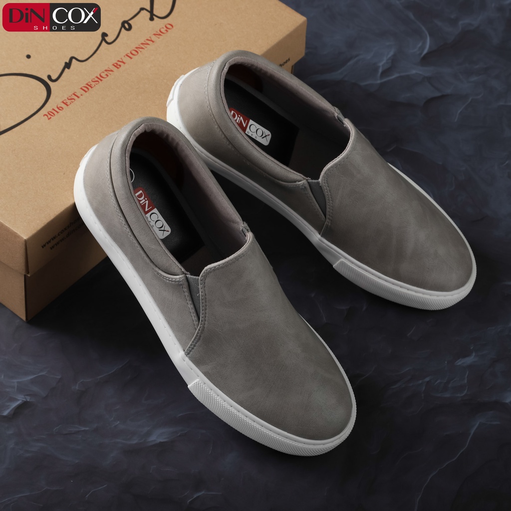 Giày Lười Sneaker Da Nam DINCOX C38 Đơn Giản, Lịch Lãm Grey