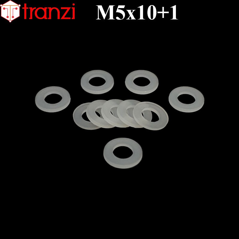 Long đen phẳng nhựa trắng M5x10+1 - túi 200 cái