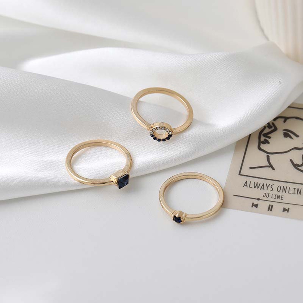 Set 3 Nhẫn Đính Đá Xanh Thời Trang Cho Nữ