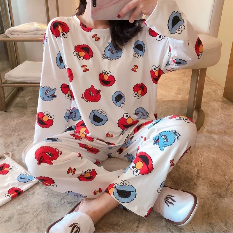 Spring, summer, autumn and winter long-sleeved pajamas female cute pajamas female students autumn and winter plus size Fresh Korean home service kit | BigBuy360 - bigbuy360.vn