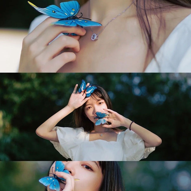 Miếng dán ba chiều hình bướm đôi giả dùng trang trí má và khuôn mặt làm đạo cụ chụp ảnh