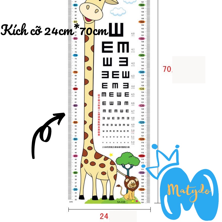 Thước đo chiều cao dán tường MATYDO cho bé nhiều hình dễ thương bền đẹp
