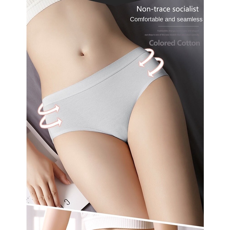 Modal cotton panties, solid color mid-waist panties, female student panties, plus size ladies panties