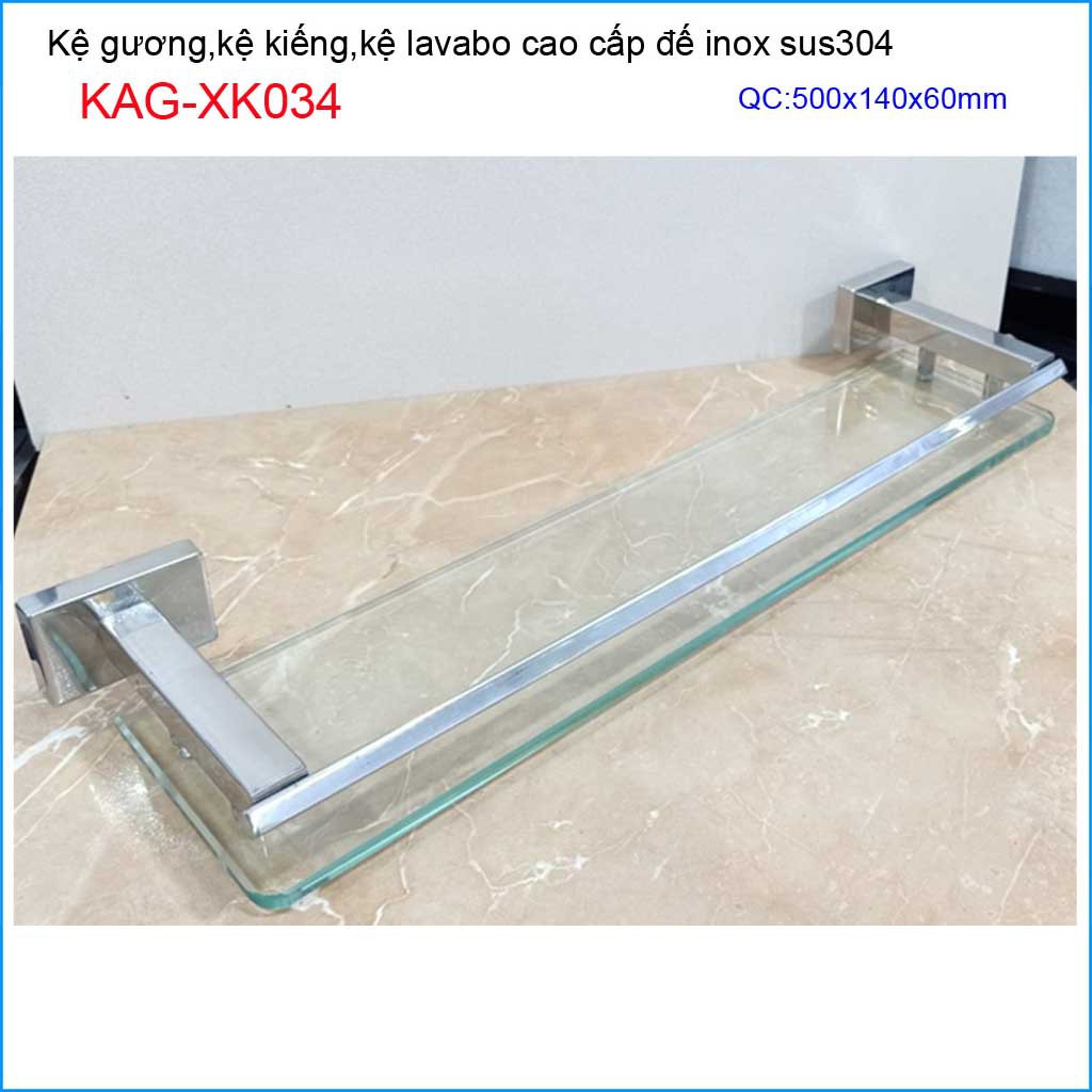 Kệ kính nhà tắm Inox Kace SUS304 KAG-XK034, Kệ phòng tắm kiếng cường lực cao cấp inox hộp sang trọng