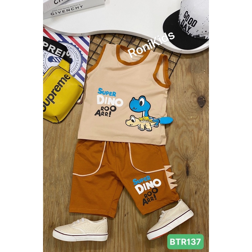(Ronikids) Bộ thun nhí đại khủng long xanh/sữa