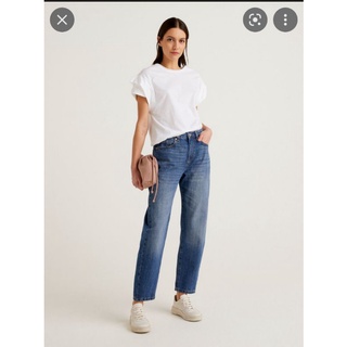 Quần jeans Cello ống suông boyfriend VNXK denim nữ cạp cao ống đứng mom jeans rách nhẹ xuất khẩu dư xịn