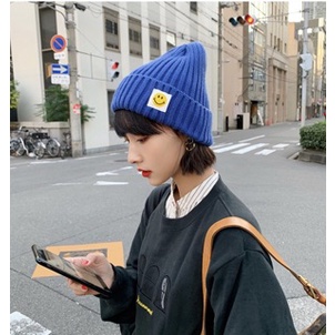 Mũ len dệt kim hình mặt cười Nón beanie form dài phong cách Hàn Quốc thời trang unisex nam nữ L09