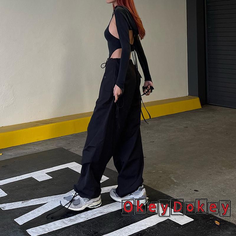 Quần Dài Ống Rộng Lưng Thun Rút Dây Màu Trơn Thời Trang Mùa Hè Cho Nữ