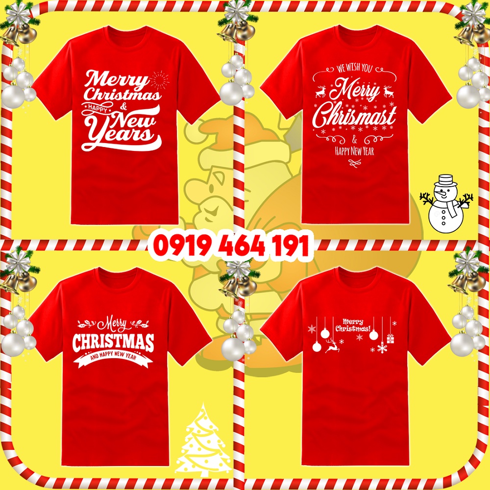 Áo thun noel basic, Áo thun giáng sinh merry christmas ,vải cotton dày mịn mát, in cao cấp, unisex có size trẻ em
