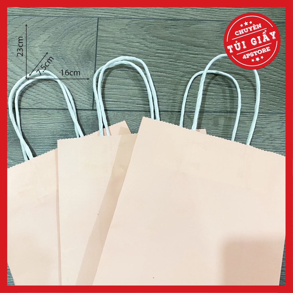 TÚI GIẤY KRAFT HỒNG CAM 16X23X7.5CM