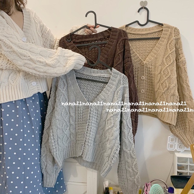 Áo cardigan len vặn thừng
