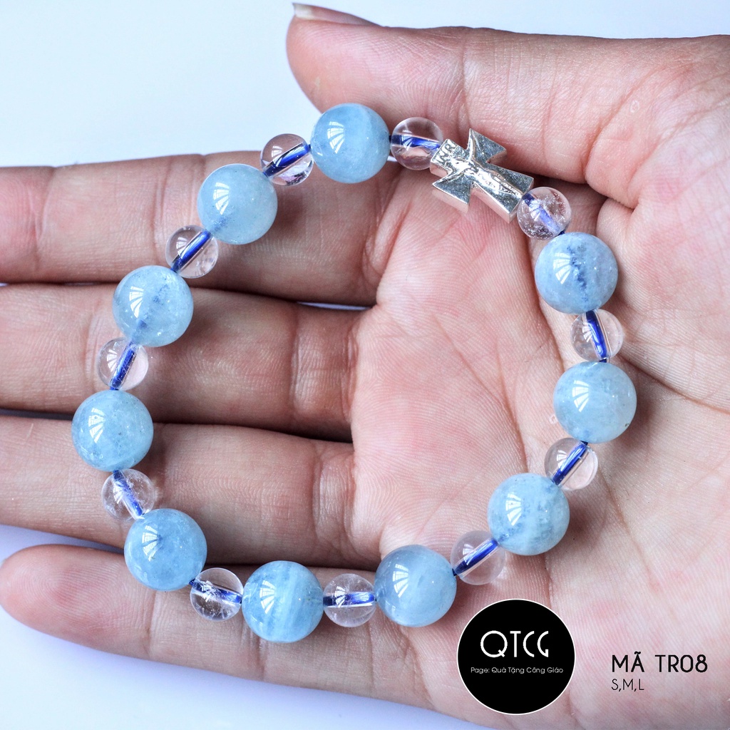 Vòng Mân Côi - Tràng Hạt Đá - Mẫu TR08 cho nam nữ - Quà tặng Công Giáo tinh tế, ý nghĩa