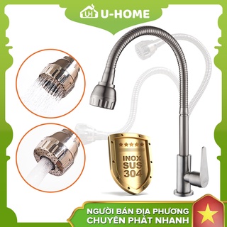 U-HOME Vòi nước nhà bếp Vòi rửa chén Inox SUS 304, cần lò xo Vòi Phòng Bếp Xoay 360° Linh Hoạt U-404