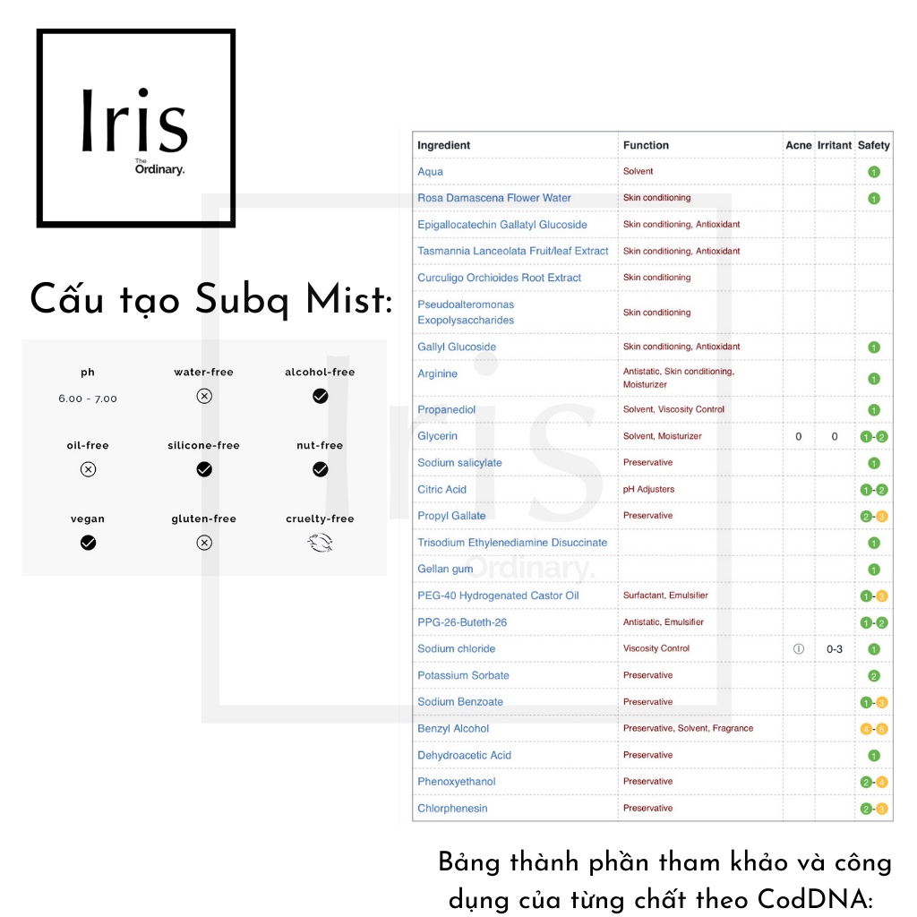 (BILL HÃNG) Toner cấp ẩm SubQ Mist - Hylamide