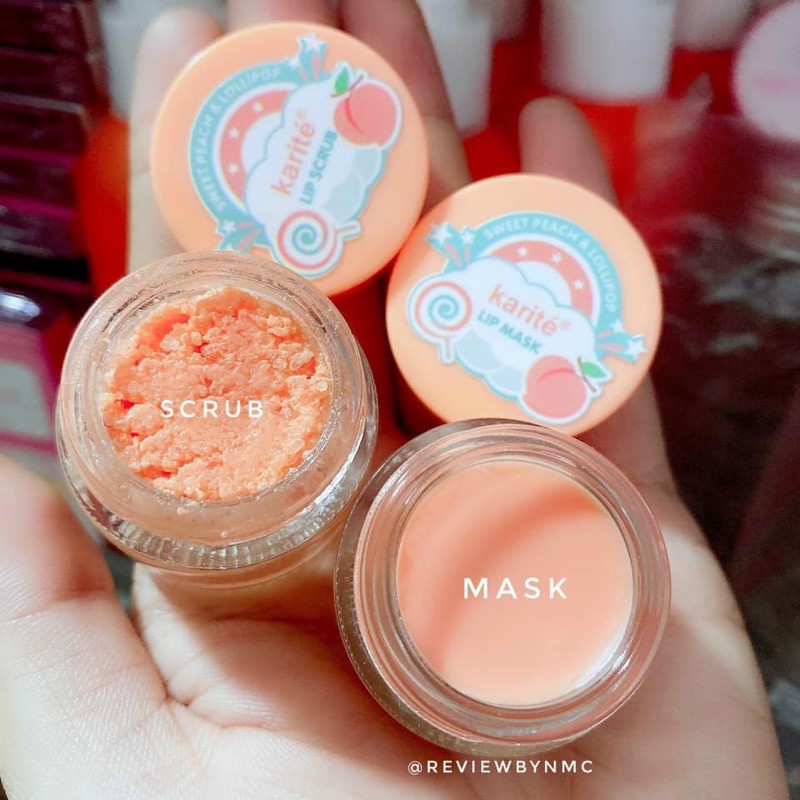 COMBO 3IN1 Tẩy Da Chết Môi Và Mặt Nạ Dưỡng Môi Hồng Căng Mọng Có Thể Làm Son Dưỡng Môi KARITE Đào LIP SCRUB + LIP MASK | BigBuy360 - bigbuy360.vn