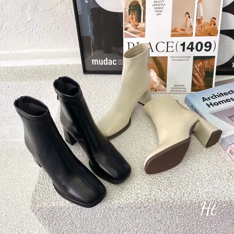 CÓ SẴN!!!!Boots da ngắn cổ gót 9cm hàng chuẩn QUẢNG CHÂU FULLBOX
