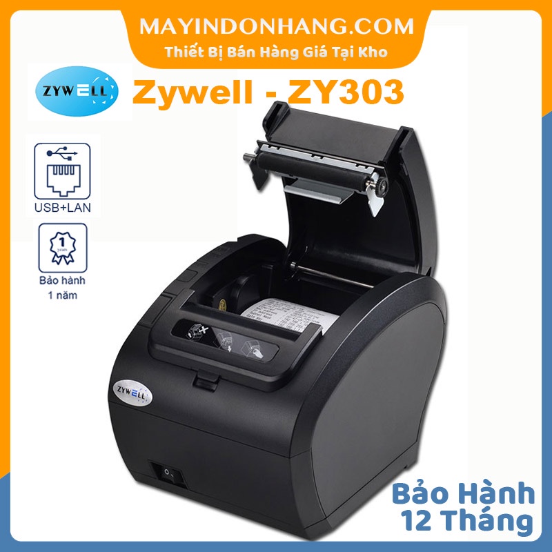 Máy in hoá đơn Zywell ZY303 - Máy in bill Zywell Zy303 Cổng USB + LAN Giá Siêu Tốt Bảo Hành 12 Tháng Chính Hãng