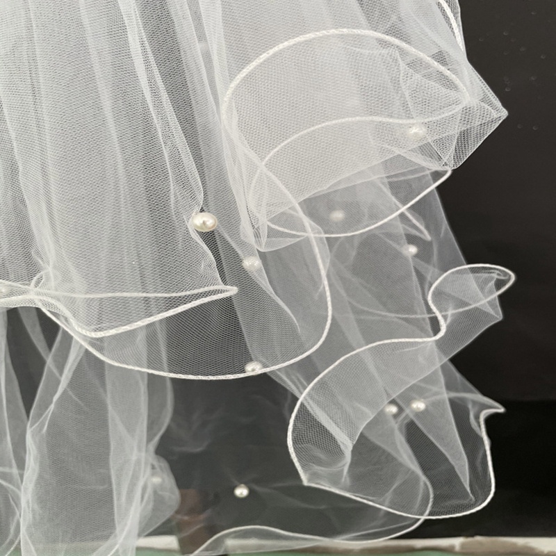 Mạng Che Mặt 2 Tầng Bằng Vải Tuyn Đơn Giản Cho Cô Dâu