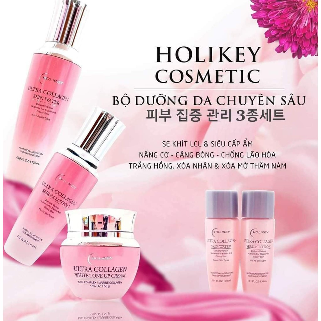 Bộ chăm sóc da chuyên sâu hỗ trợ nám tàn nhang - HOLIKEY Ultra Collagen Skin Care Set - Mỹ phẩm chính hãng hàn quốc