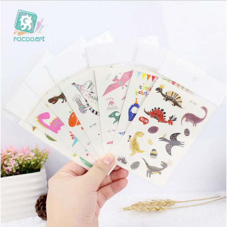 Sticker hình xăm tạm thời họa tiết khủng long chống thấm nước