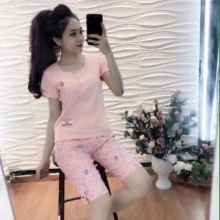 Bộ uni trơn áo cotton, quần thô
