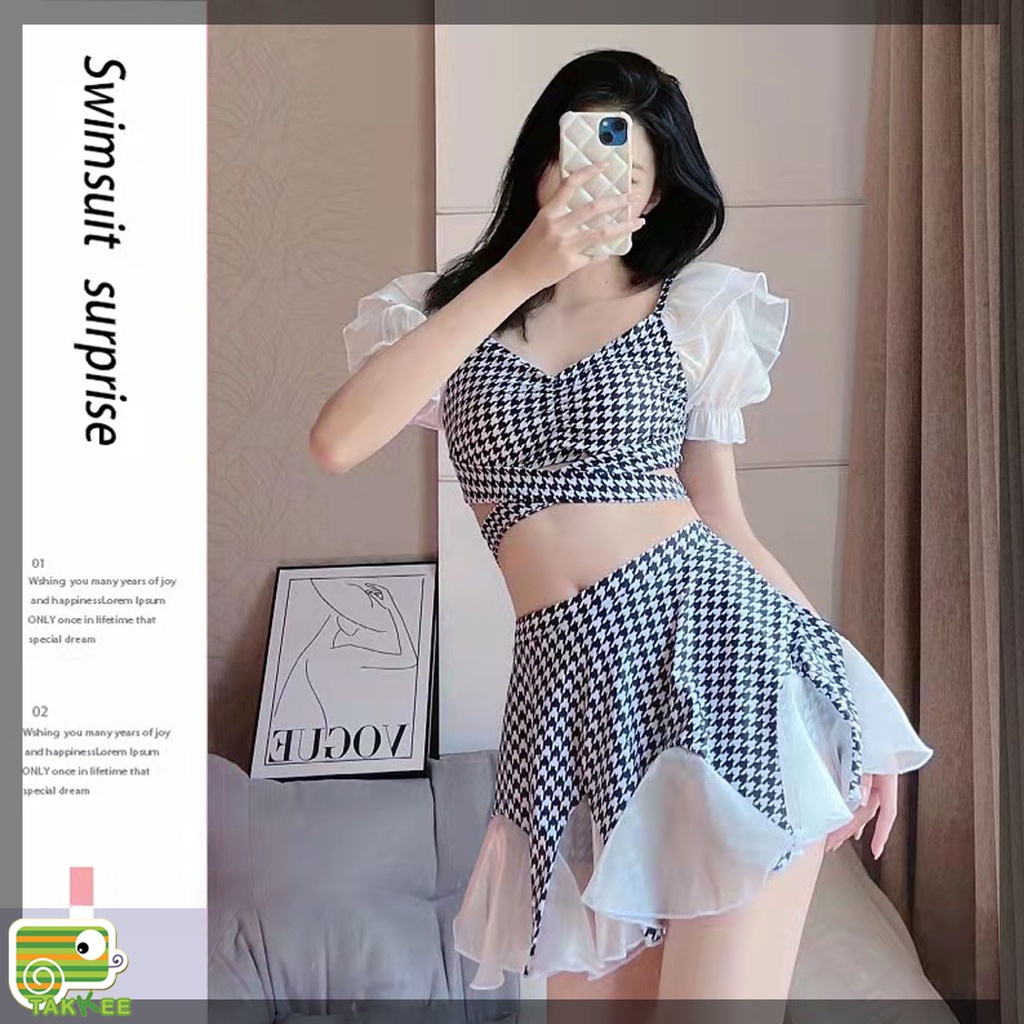 Bikini, Đồ Bơi Nữ Ba Mảnh Kèm Áo Khoác Cao Cấp Sang Chảnh Hàng Cao Cấp