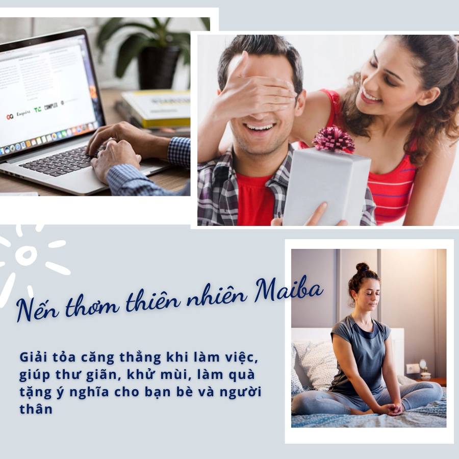 Nến Thơm MAIBA sáp dừa tự nhiên ba tầng hương sang trọng lấp lánh khử mùi thư giãn thơm phòng