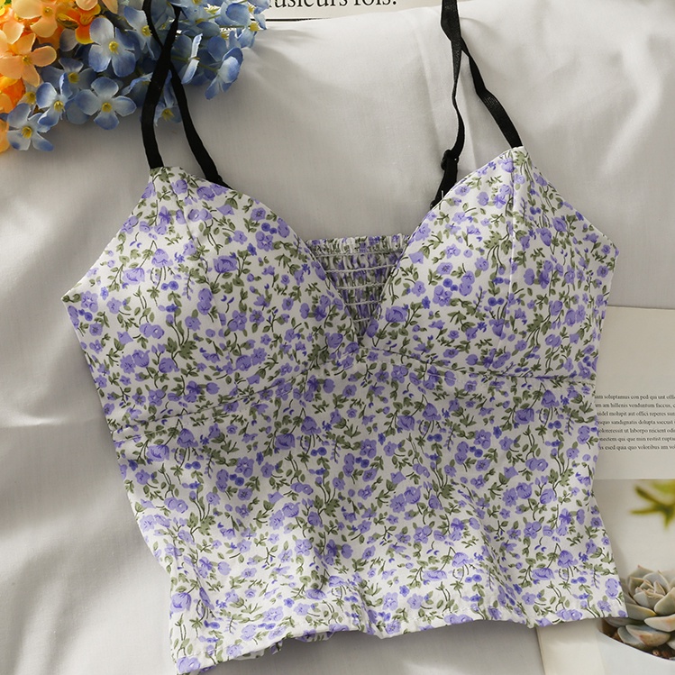 Áo Hai Dây Dáng Ôm Vải Voan In Hoa Kiểu Retro Thời Trang Mùa Hè Cho Bạn Gái