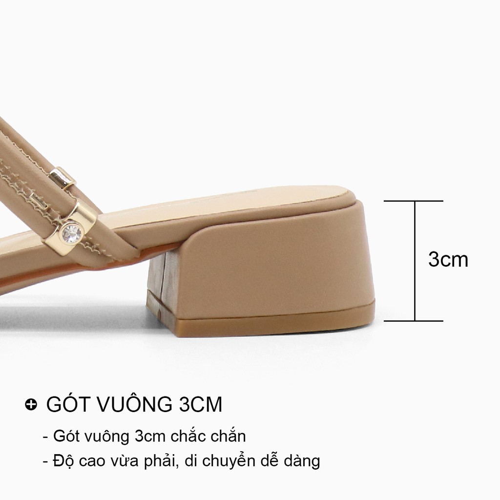 Sandal cao gót nữ 3p quai mảnh đế vuông mũi vuông thời trang công sở đẹp cao cấp bAimée &amp; bAmor - MS0007