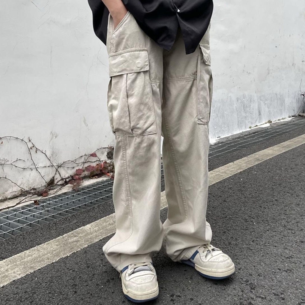 Quần kaki túi hộp unisex Trơn, quần cargo pants túi hộp nam nữ phong cách ulzzang