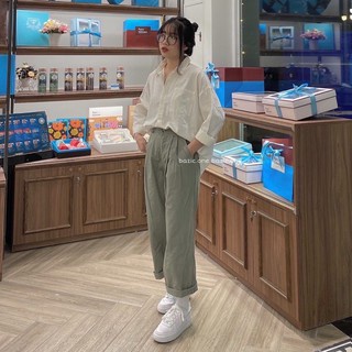 Áo Sơ Mi Trơn Tay Dài 1 Túi Ulzang Basic Nhiều Màu